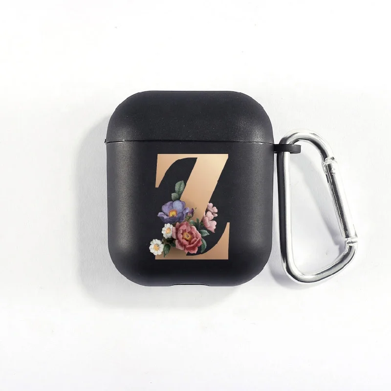 Hot selling Rose gold Initials Alphabet U Protector Cover Popular Earphone Case for Airpods 1 2 3 pro