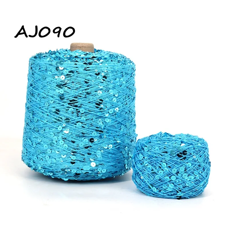 Wholesale 500g Hand Knitting Fancy Cotton Sequin Yarn 3MM+6MM Sequin Knitting Yarn