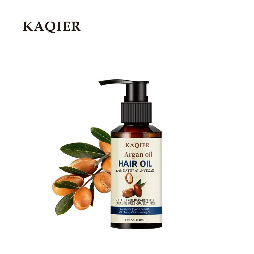 Custom Private Label 100Ml Organic Pure Argan Oil Essential Oil Nourishing Reduce Hair Loss Hair Product For Men And Women