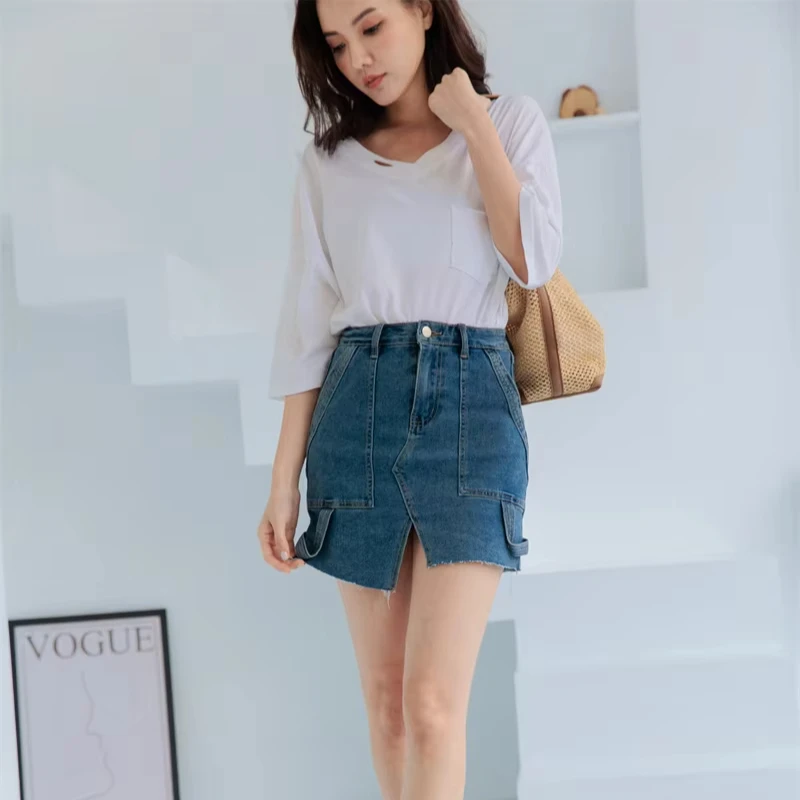Casual Pants Shorts Denim Jeans Skirts With Slits Comfortable Skirt Pants For Women