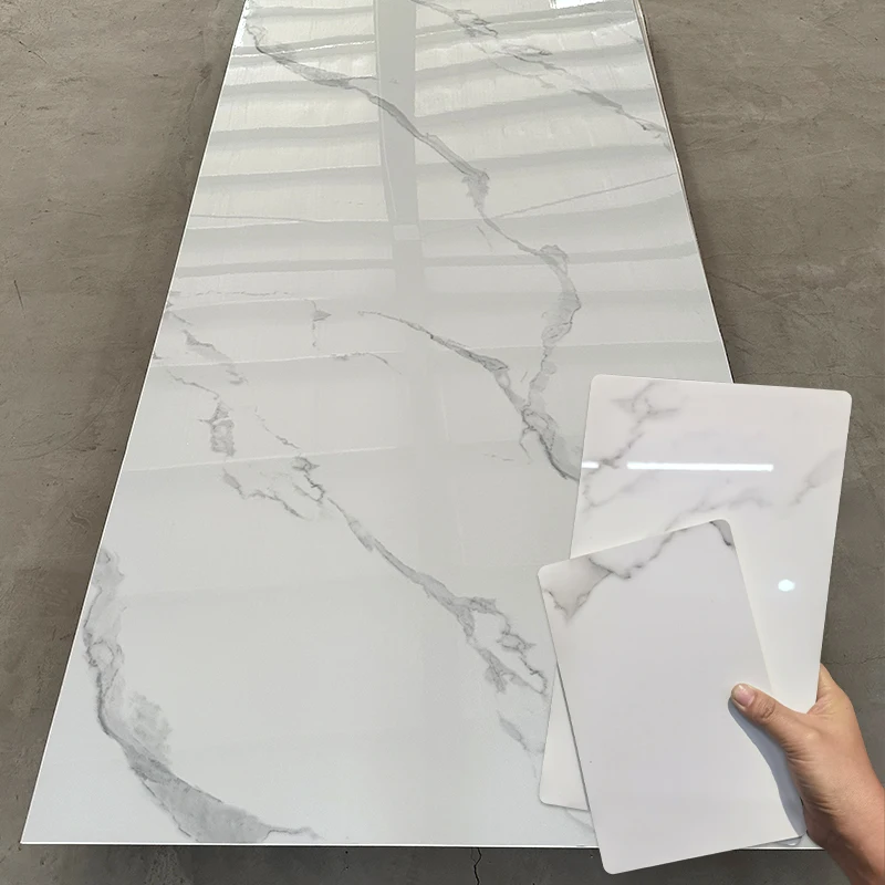 Hot Sell WPC PVC Wall Panel Solid Waterproof Composite Gloss Matt Marble Grain Bamboo Charcoal fiber Board