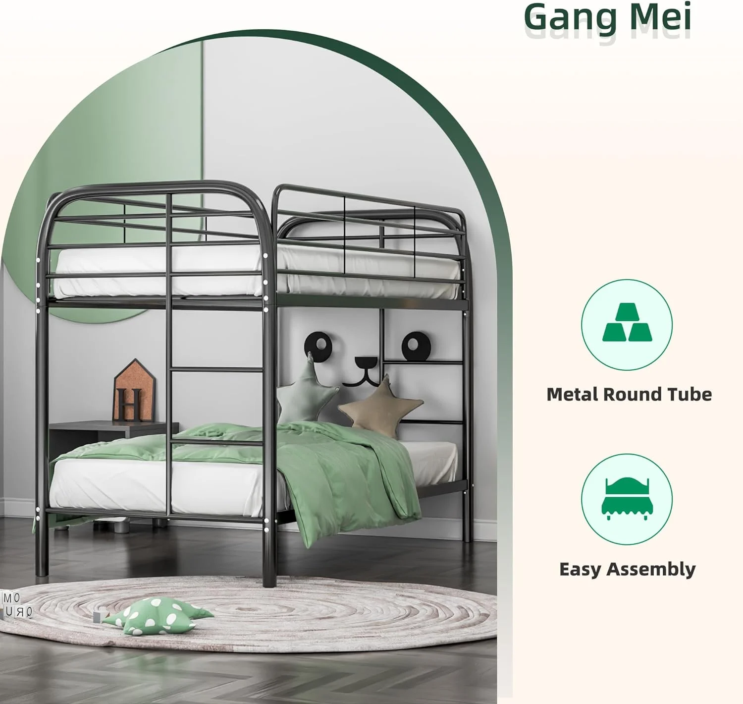 Bunk Bed for Adult Modern Metal Bed Frame Full Size Wrought Iron Bed Frame