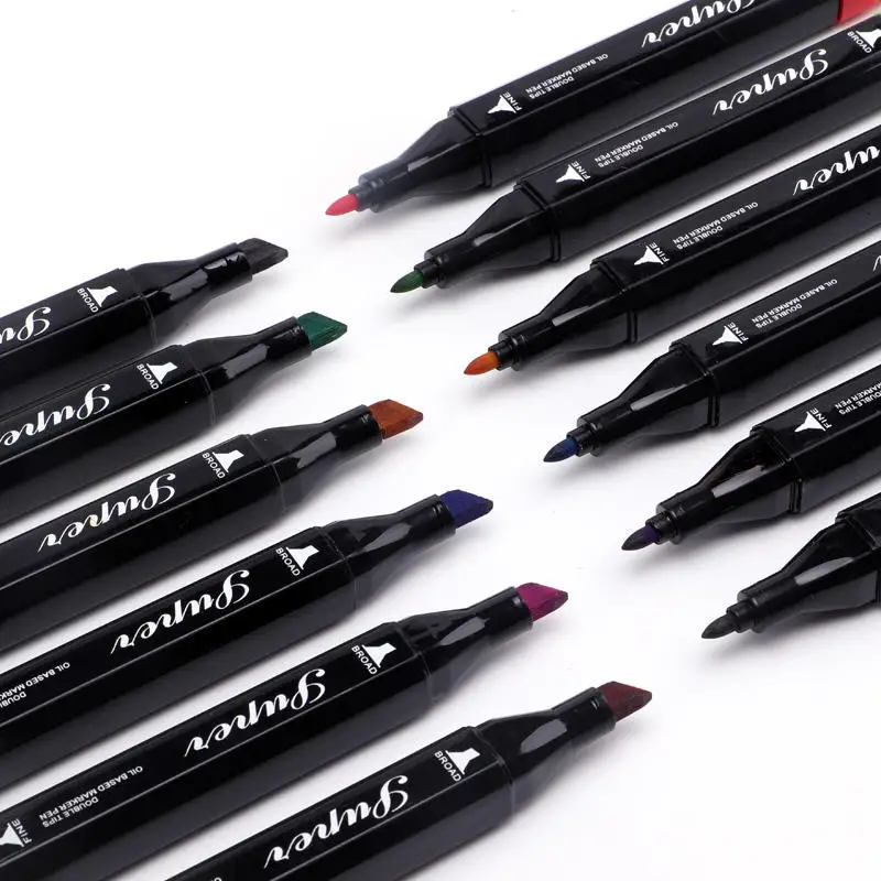 Bulk Sale Of Oily Permanent Paint Double Tip Color Art Painting Special Marker Pen Set
