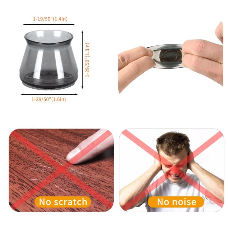 Silicone chair leg floor protectors with felt base chair leg caps chair leg protectors for hardwood