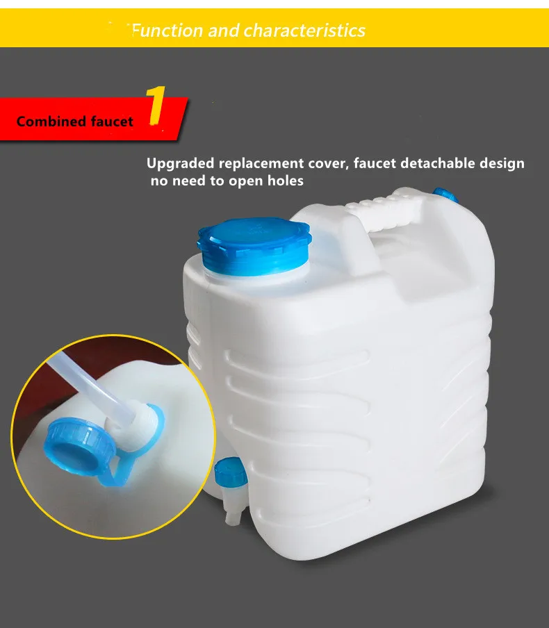 Outdoor Camping Water Container with Spigot Portable Water Storage Tank for Hiking Plastic Car Wash Water Jug Camp Storage