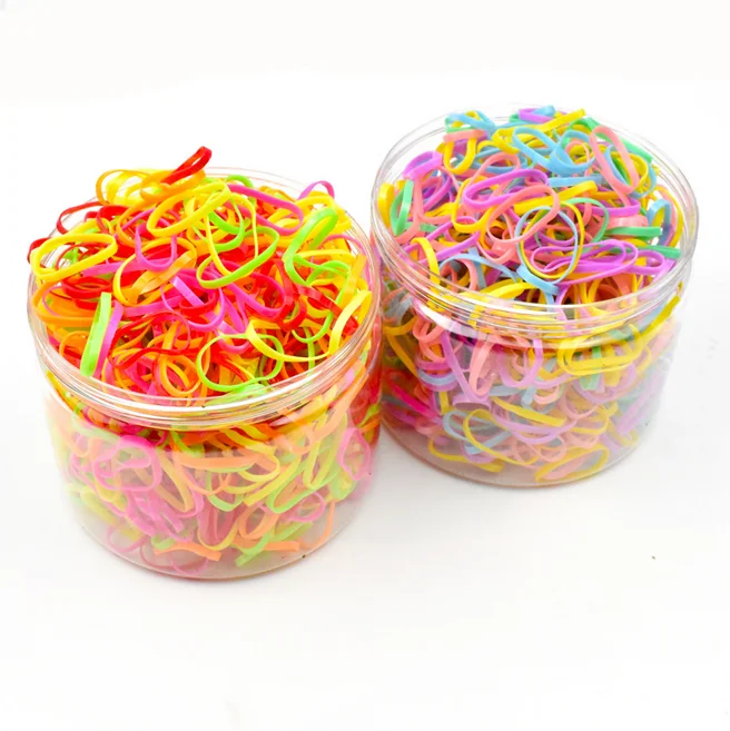 Wholesale Cute Multi Color Mini Rubber 500 Count Hair Elastic Bands Kids No Damage Canned packing Elastic Hair Bands