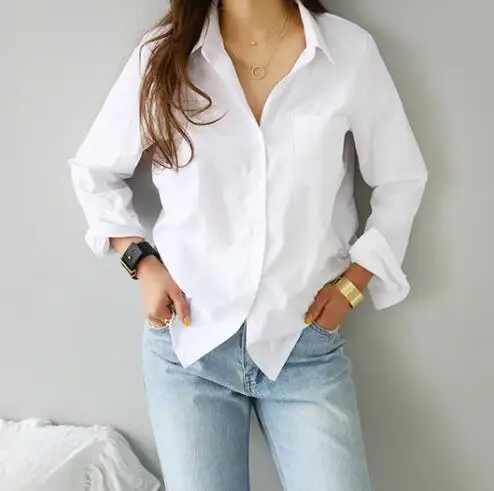 2023 Popular Design Pure Color Women Blouse Blouse White Shirt