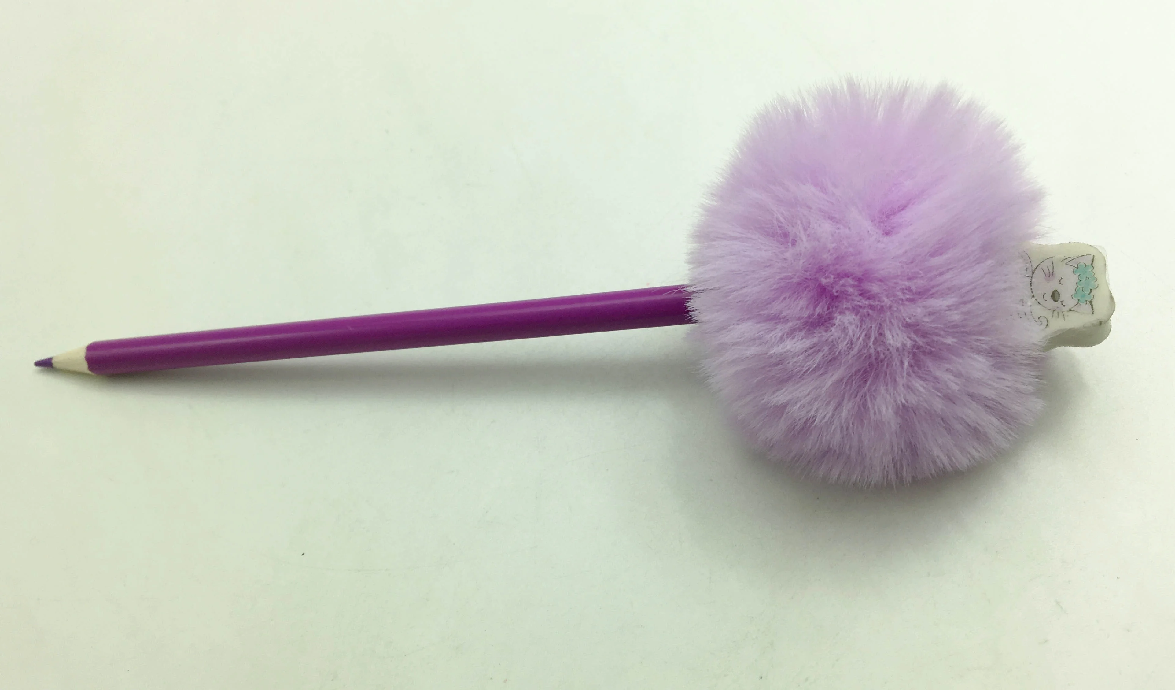 Novelty Fluffy Ball Decorations Pencil With Cute Eraser