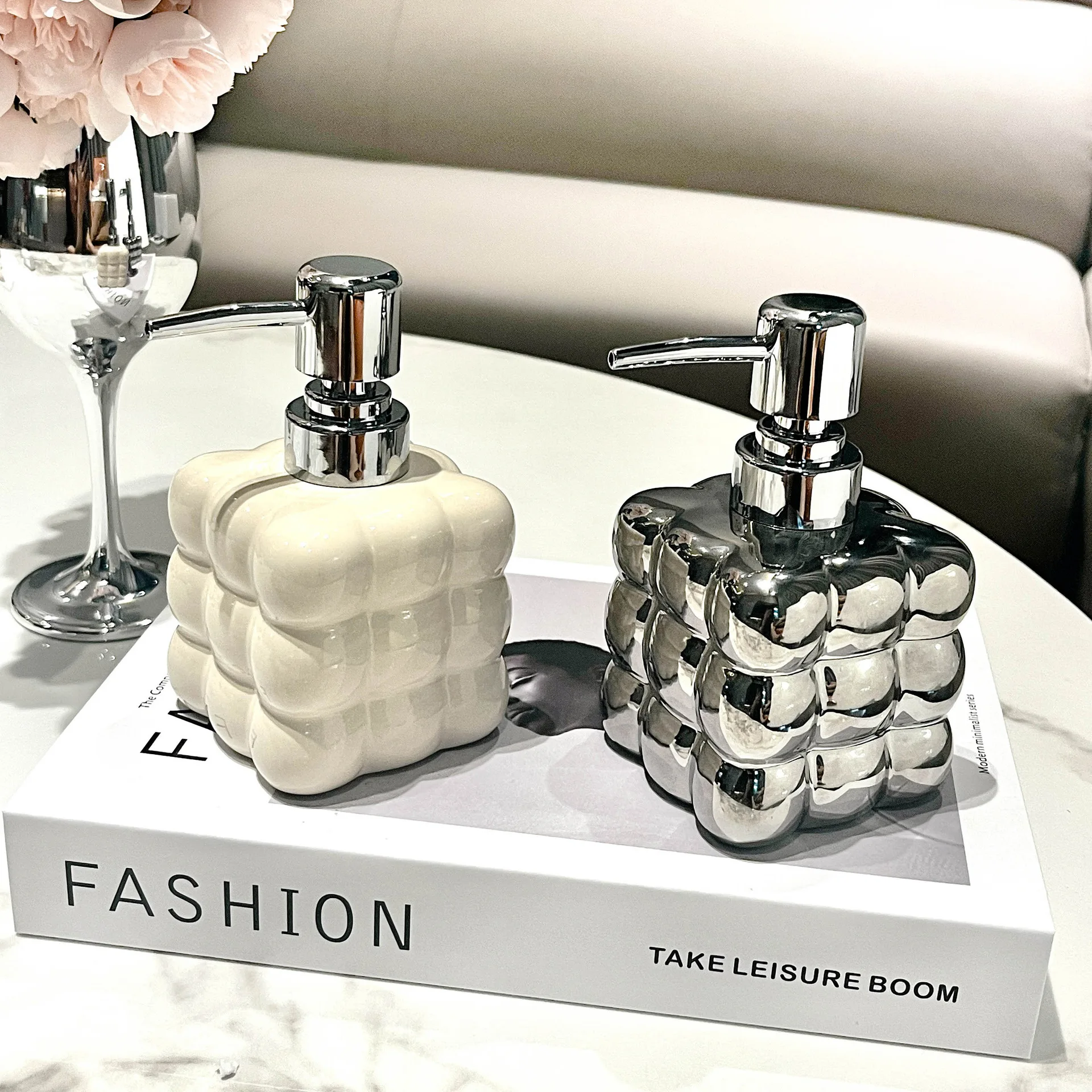 Bathroom light luxury hand sanitizer press ceramic bottle soap dispenser