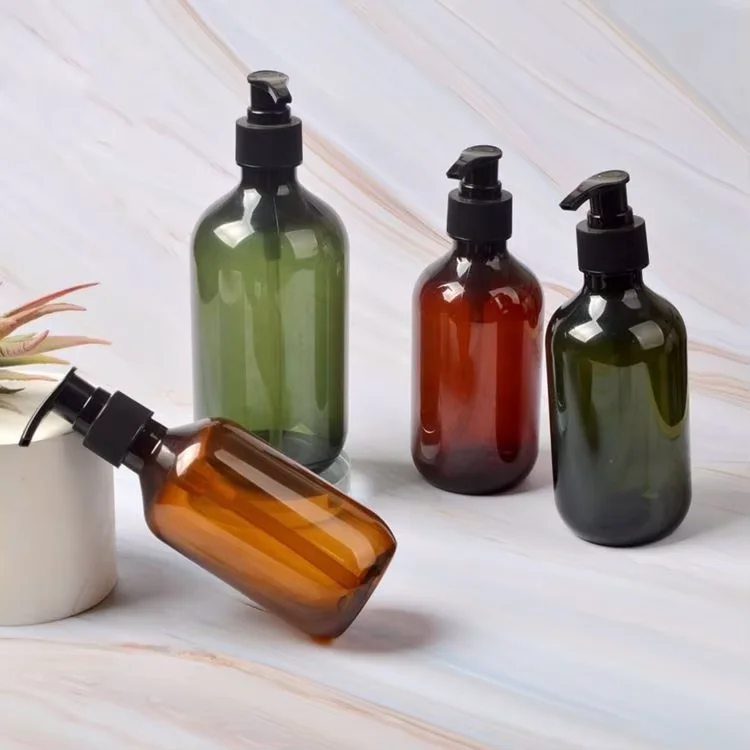Wholesale 10oz 16oz boston plastic bottle with pump for hair body hand lotion soap pump PET hand sanitizer bottle