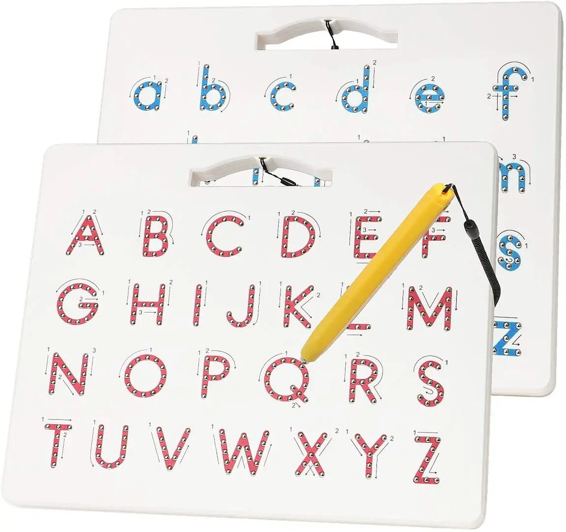 Double Sided Magnetic Letter Board - 2 in 1 Alphabet Magnets Tracing Board for Toddlers ABC Letters Uppercase & Lowercase