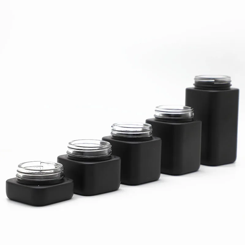 20dr 30dr Empty Matte Black Square Child Resistant Food Storage Glass Cosmetic maryjuana Container Jar with Lids