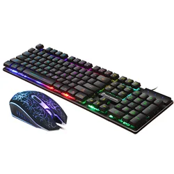 Best-Selling Backlit 108 Keys Wired And Mouse Set Desktop Computer Game Keyboard