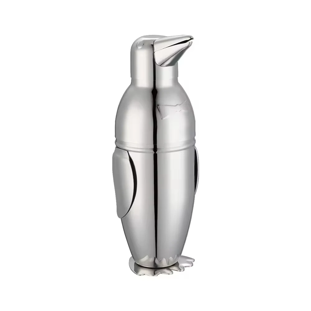 Factory Direct Hot Sale Cocktail Shaker Set Stainless Steel Bar Tools Metal Stainless Steel Penguin Cocktail Shaker