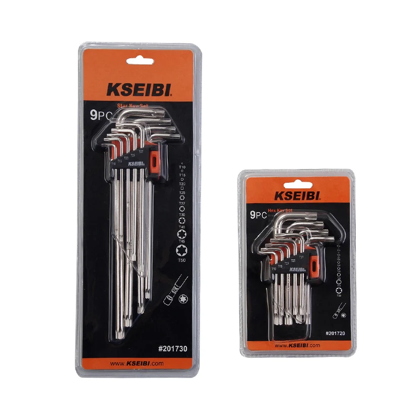 Kseibi Premium Quality 9pcs CRV Torx Star & Hex Allen Key Wrench Set
