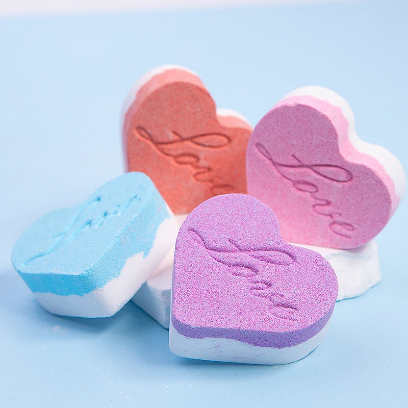 Custom Private Label Woman Mother Heart Shape Bath Fizzies Set Organic Ingredient Natural Bath Bombs