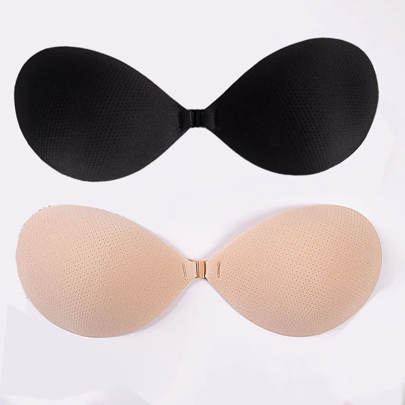 New Arrival Breathable Bra Sexy Front Buckle Sticky Round Cup Bra Reusable Backless Wireless Strapless Adhesive Bra