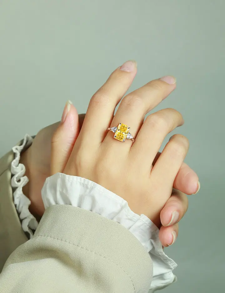 Fashion Silver Jewelry Women Rhodium Plated Square Cut Shiny red CZ Non Tarnish Jewellery Women Rings 925 Silver