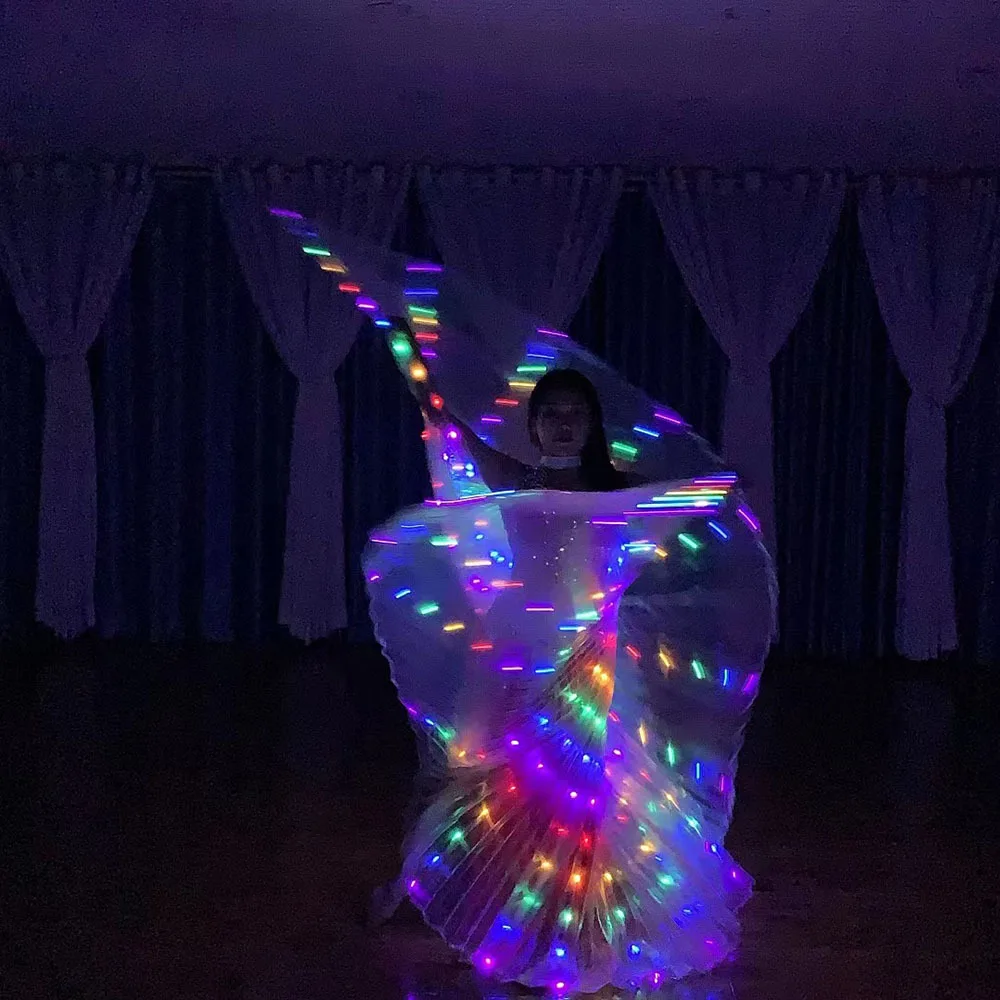 LED Isis Wings Glow Light Up Belly Dance Costumes with Sticks