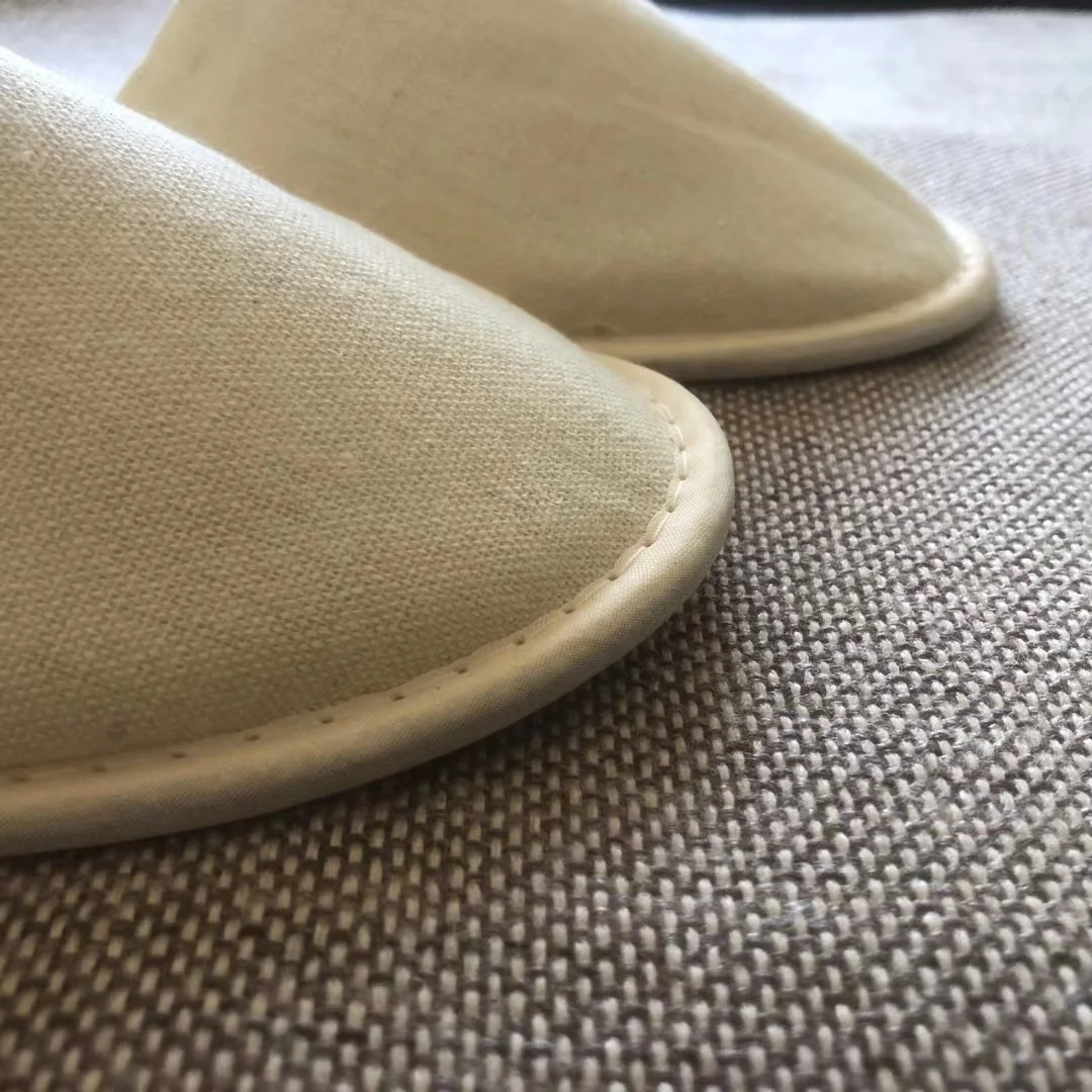 eco-friendly disposable unisex hotel spa Cork Coconut Fiber sole canvas indoor slipper