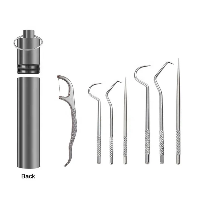 7Pcs Reusable Portable Metal Tooth Cleaning Picks Stainless Steel Toothpicks for Teeth