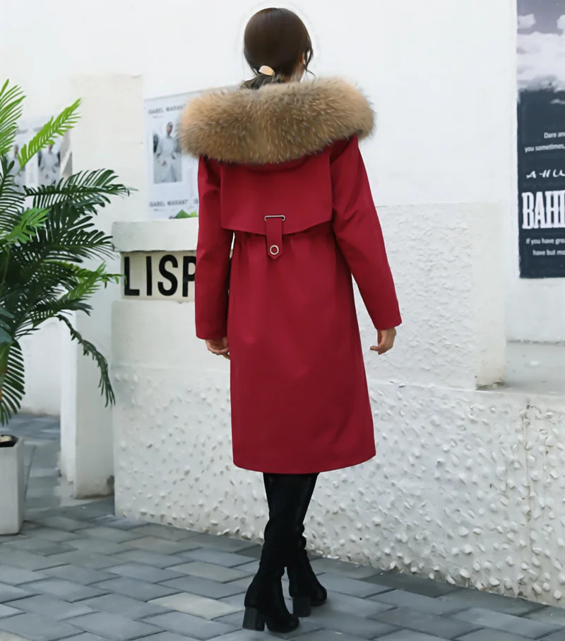 
Korean Style Women Winter Latest High Quality Real Mongolian Fur Collar Fur Down Coat 