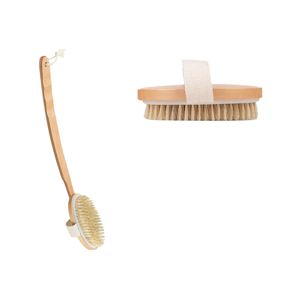 Home Use Wooden Bath Brush with Removable Bristles Shower Scrubber and Massage Exfoliator for Adults and Babies