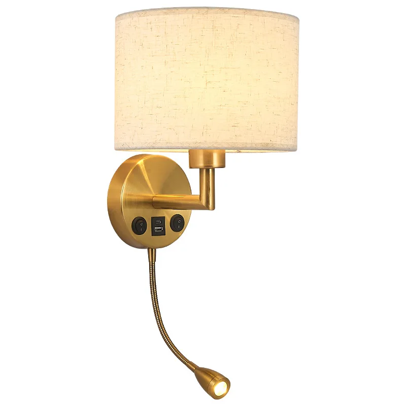 Modern LED Reading Light Night Lamp With USB Hotel Bedside Decoration Lighting Wall Lamp