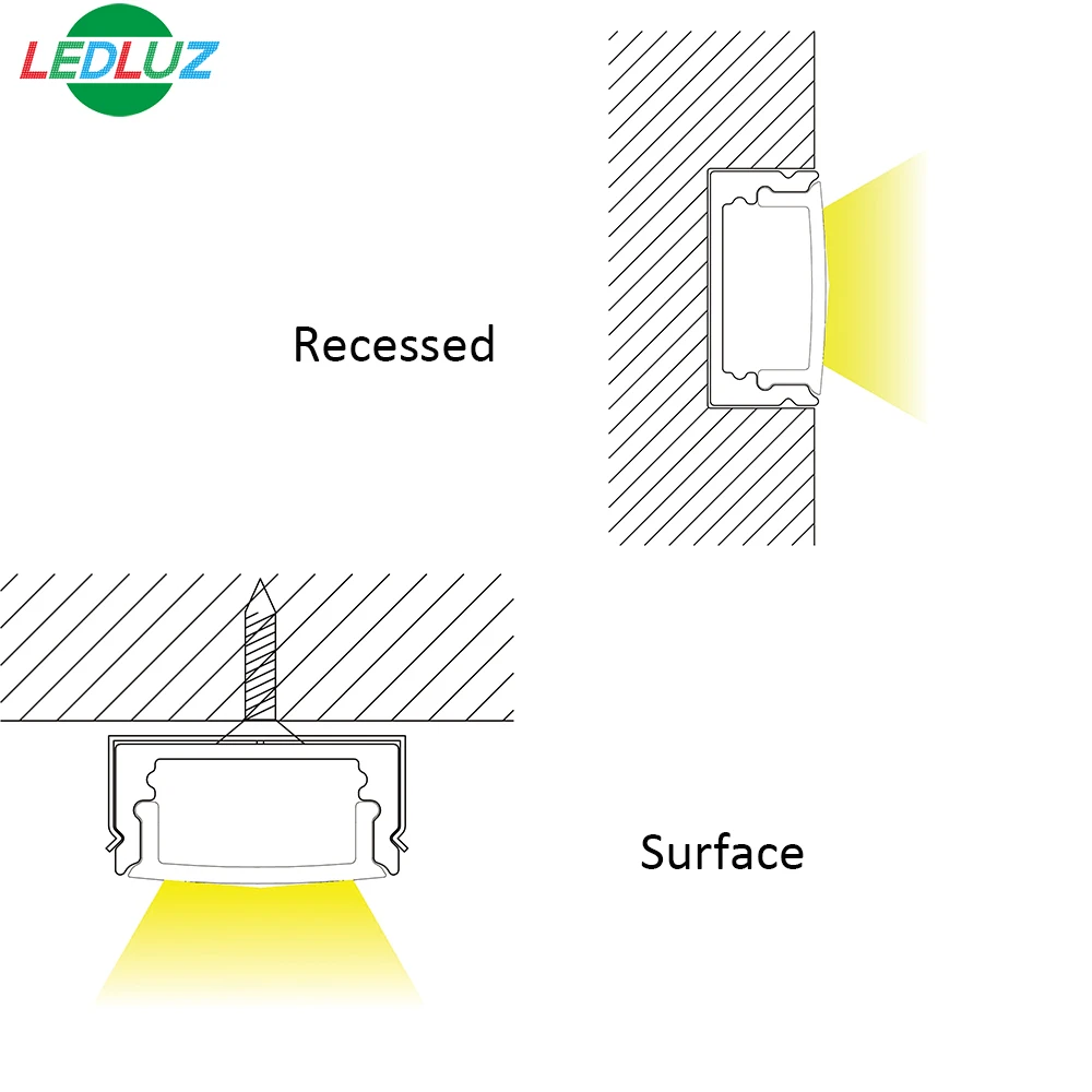 17x8mm black white sliver Linear Led Aluminum Profile with 2835 led strip