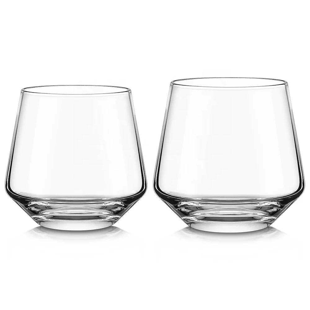 Crystal Glass Stemless Wine Glass Cup Bar Spirit Tumbler  13oz Clear Whiskey Glasses