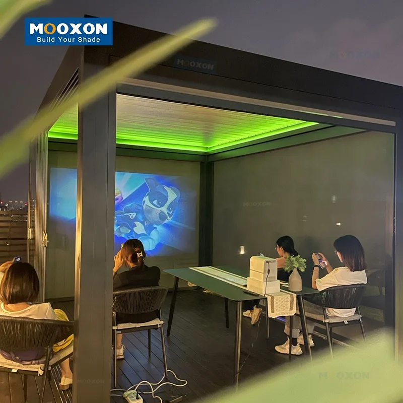 Mooxon большой дизайн Патио Водонепроницаемый роликовый двигатель умное электрическое окно авто солнцезащитный козырек молния экран Наружные Жалюзи для