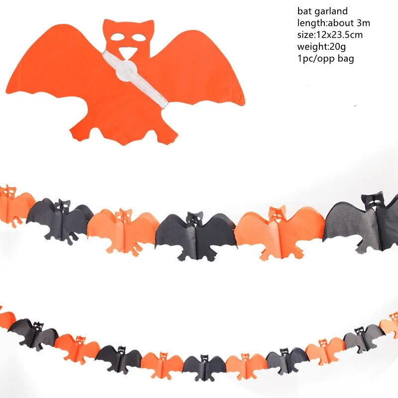 Halloween Party Decorations Horror Props Bunting Bat Pumpkin Ghosts Spider Hanging Paper Garland