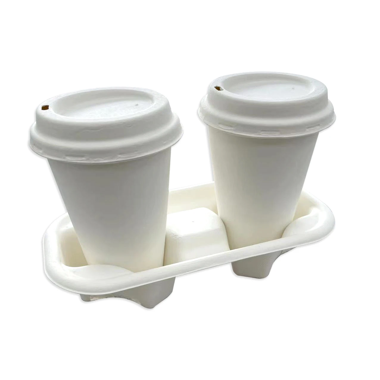 Disposable Bamboo Pulp Paper Milk Tea Takeaway Coffee Cup Set Double Wall Hot Drink Paper Cup With Lid
