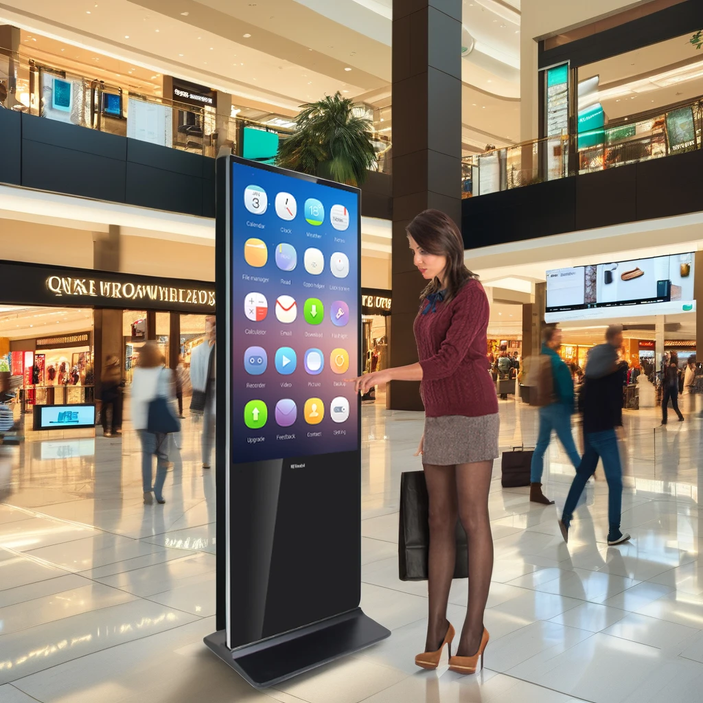 Wear Resistant Reinforced Glass Multi Touch Standing Advertising Touch Screen Kiosk with Android and Windows