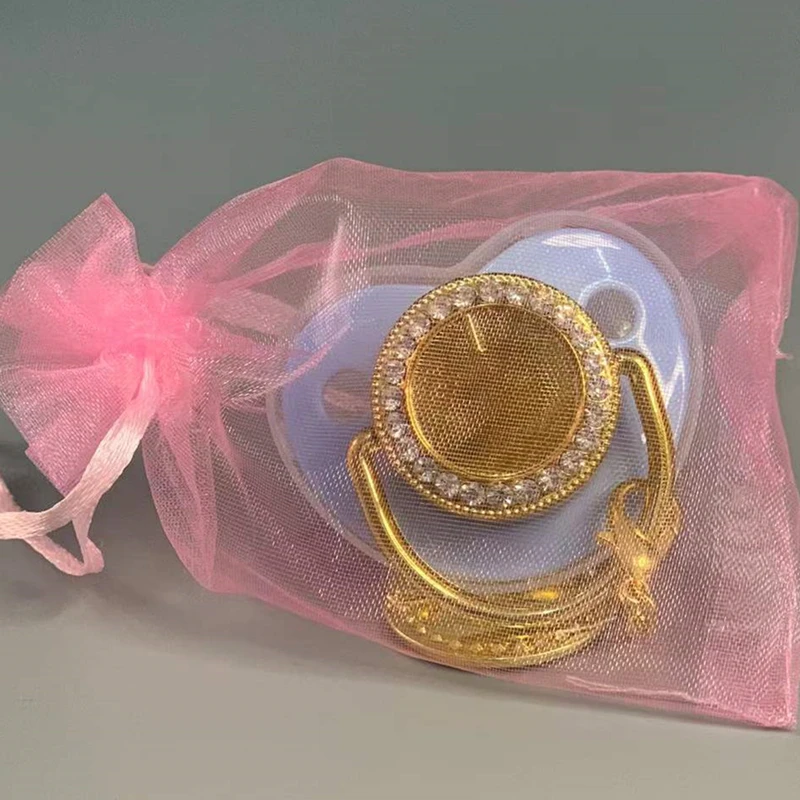 Dollbling Cartoon Rabbit Carrot OEM Photo Baby Pacifier Clip Chain Chupeta Strass