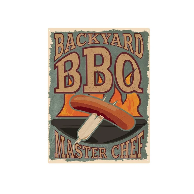 BBQ Custom metal signs Bar Beer Wine Home Decor Retro Vintage  Printing