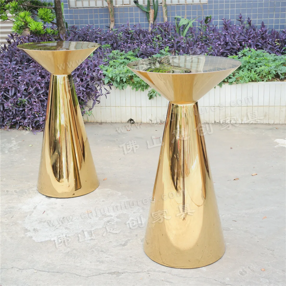 Wholesale gold stainless steel fancy outdoor wedding events restaurant high bar table for stool chair