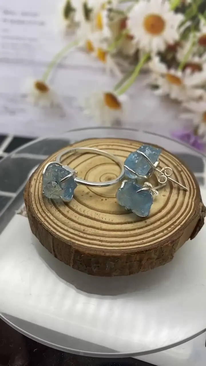 New Solid 925 Sterling Silver Waterproof Tarnish Free Raw Crystal Ring Gemstone Moonstone Statement Jewelry for Women