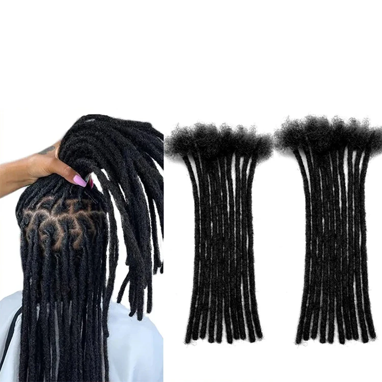 Wholesale Afro kinky Dreads Locks 100% real human hair soft full handmade nautral black color customized dreadlocks extensions