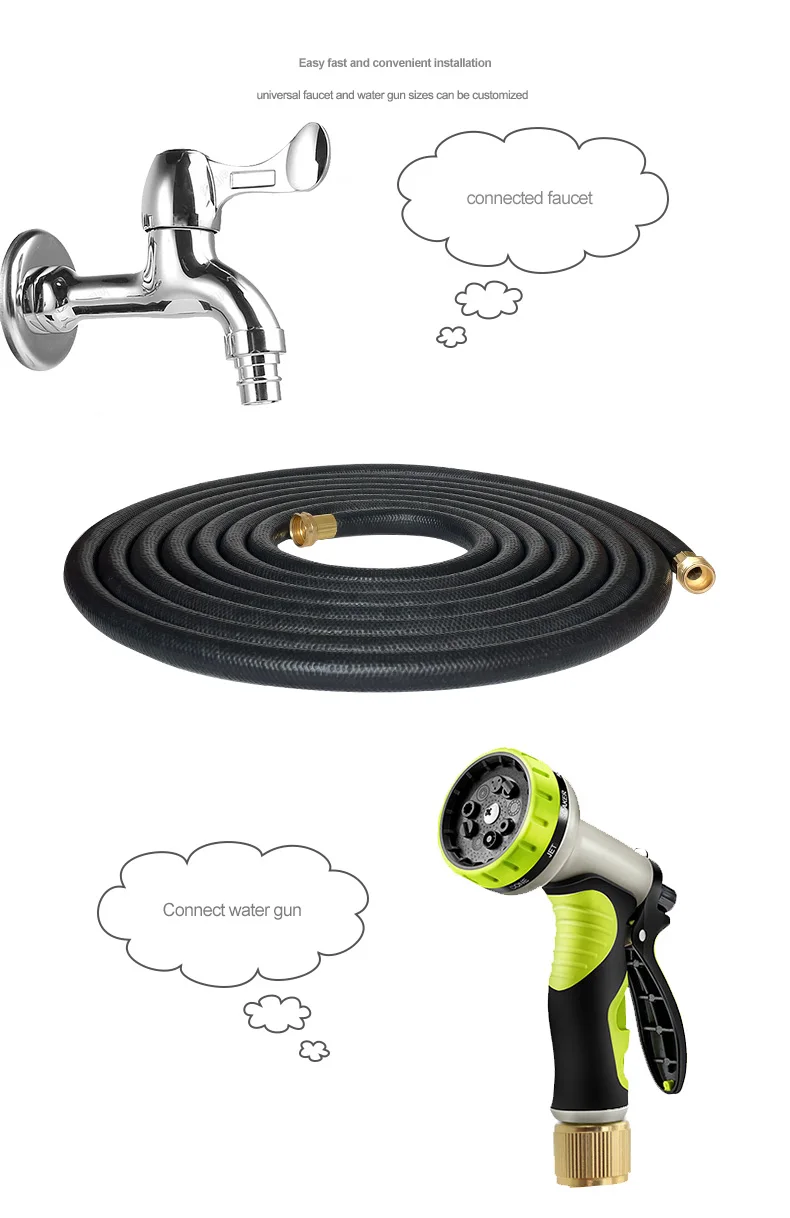 EPDM Rubber Water Hose Pipes For Garden Watering Irrigation / three-layer high-pressure water hose