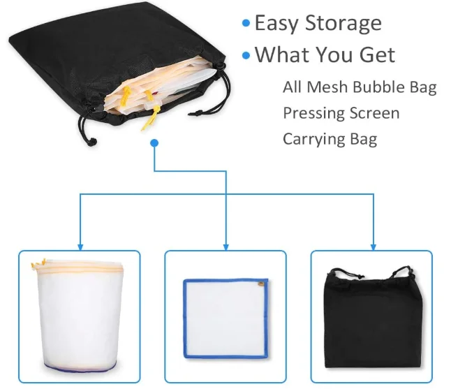 Orientrise 5 Gallon 5 Bag 25 73 90 120 220 micron Nylon Herbal Ice Filter Bubble Hash Bags