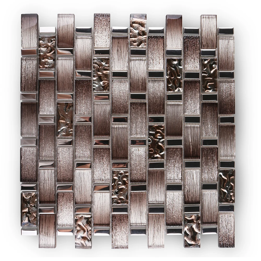 Wall Decoration Crystal Mixed Brown 3D Mirror Glass Mosaic Wall Tiles Mosaic