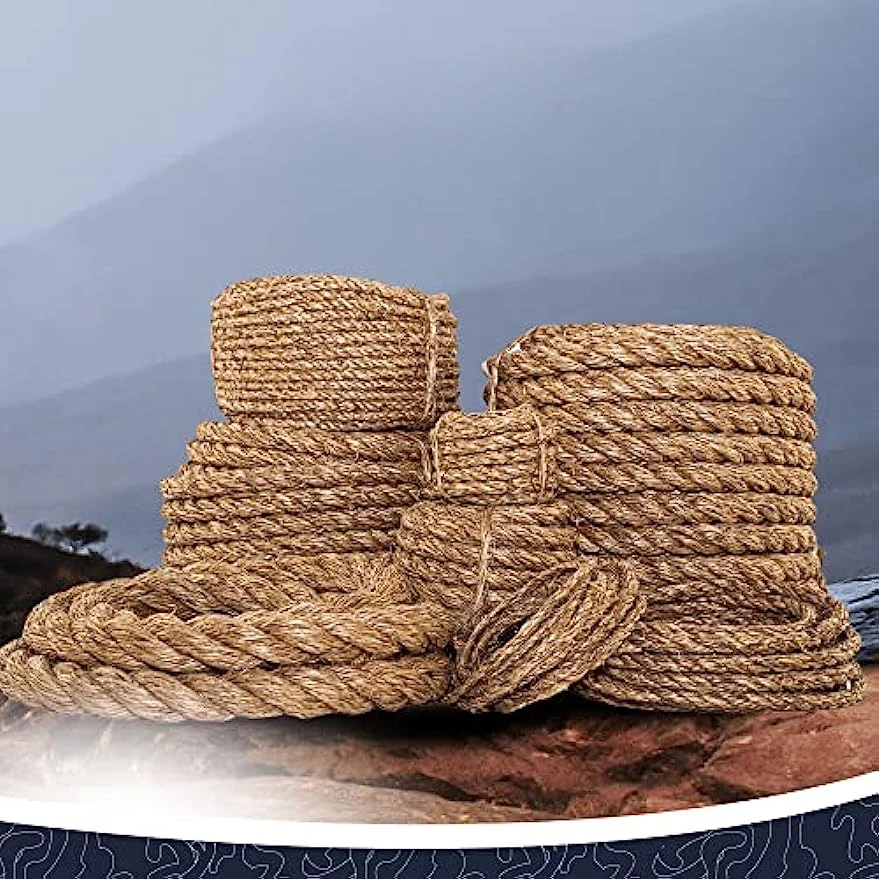 Twisted Manila Rope Natural 3 Strand Fiber Hemp Rope for Indoor and Outdoor Use Multipurpose Manila Rope for Crafts DIY