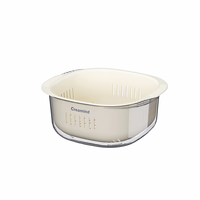 Colander Bowl Sets Stackable Food Strainers Plastic Drain Basket Vegetable with drain board