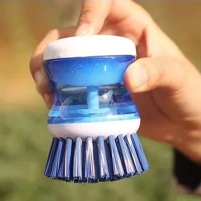 
Press Button Liquid Soap Dispensing Wash Dish Pot Brush 