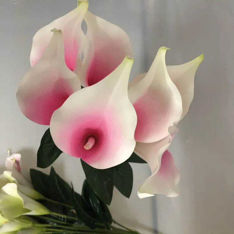 7 Branches Artificial Calla Lily Bouquet Real-Touch latex PU Flowers Milky White Calla Lily