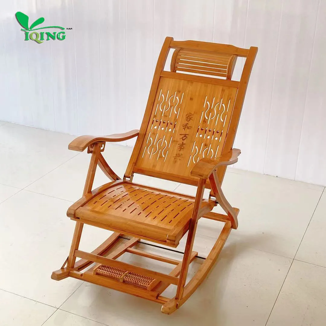 Multi Scenario Application Elegant Adult Rocking Chair Folding Bamboo Rocking Chair With Cushion Wholesale Customization