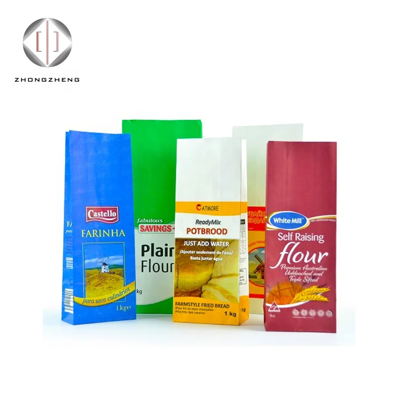 Wheat Flour Salt Packaging Paper Bag Direct Factory Wholesale 1kg 2kg Kraft Paper Carton Packaging Customized Food Grade Accept