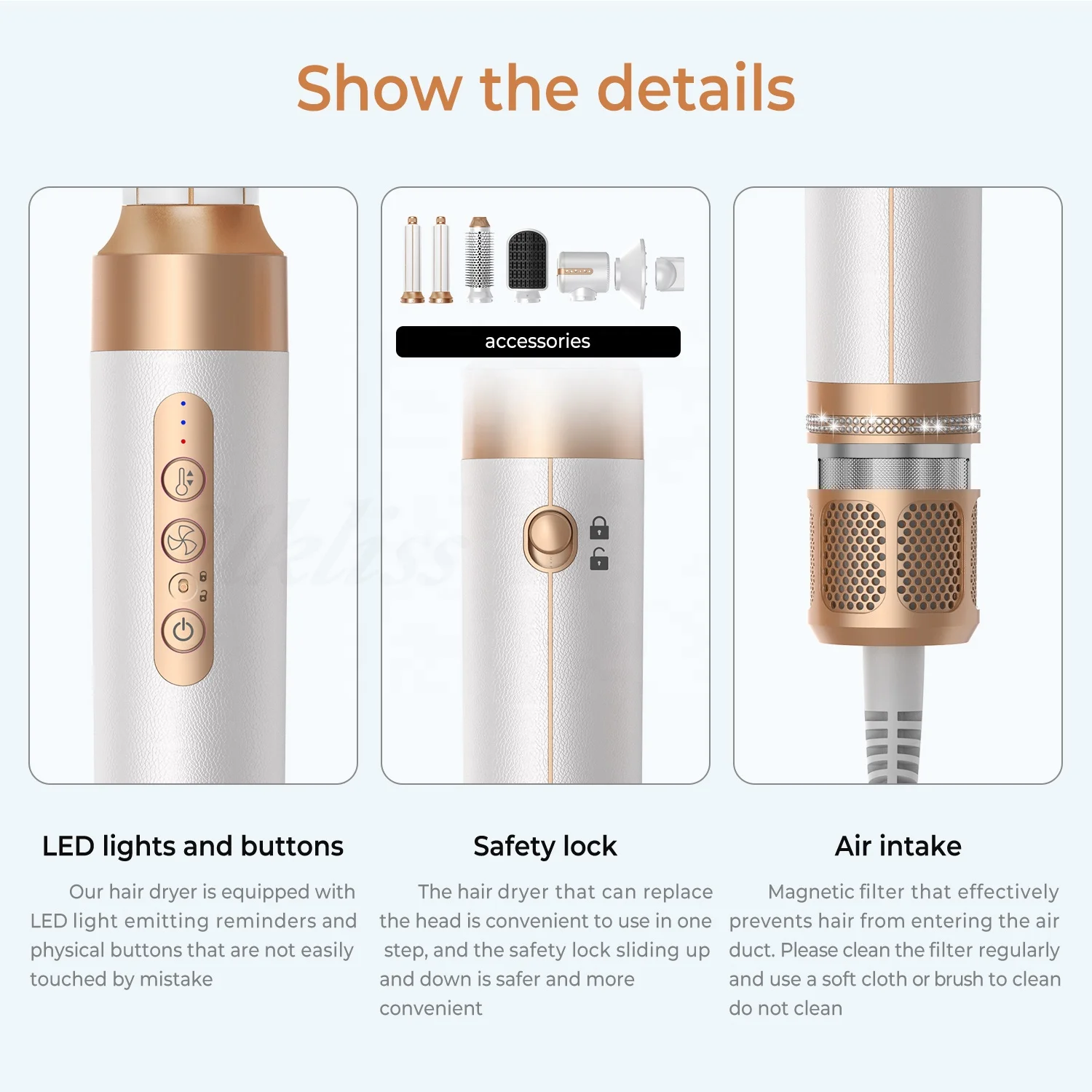 7 In 1 Multi-function Hair Dryer With High Speed Brushless Motor Hot Air Brush Comb Hair Curlers Bldc High Speed Hair Dryer Set