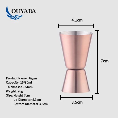 OUYADA Factory Direct Japanese Custom 25/50ml Double Head Ring Stainless Steel Rose Gold Bar Copper Plated Jigger Cocktail